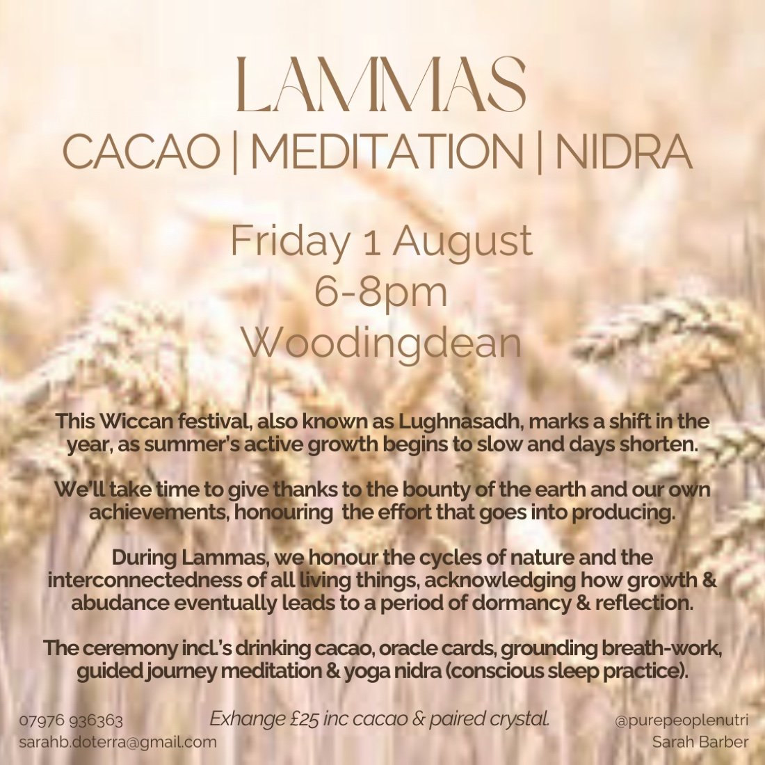 Lammas: Cacao Ceremony, Meditation & Yoga Nidra.