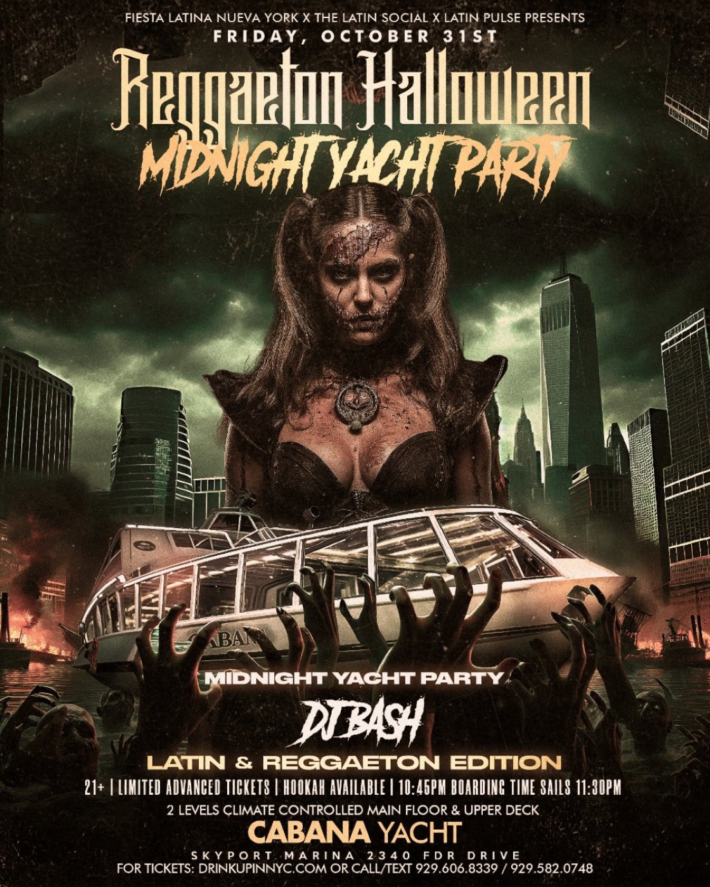 Reggaeton Halloween Midnight Yacht Party (CABANA YACHT)