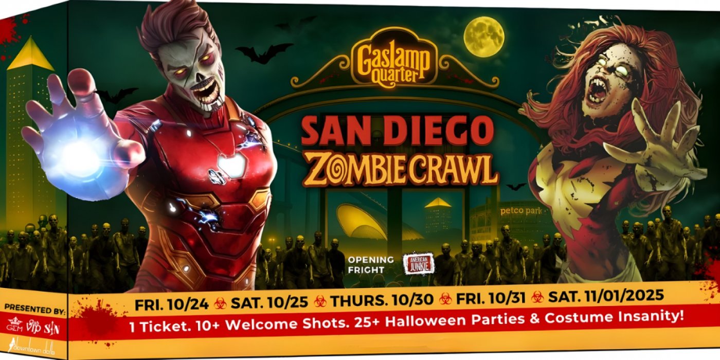 2025 San Diego Zombie Crawl Halloween Parties Oct 24, 25, 30, 31 & Nov 1!